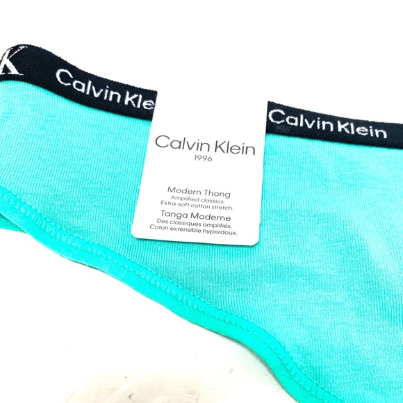 Calvin Klein 1996 Modern Thong Cotton Stretch Fresh Peppermint Women QD3987-331 - Picture 5 of 6